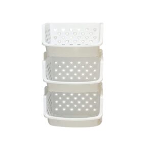 crown plastic stackable storage bins (3 pcs) | stackable bins for organizing food, kitchen, and bathroom essentials