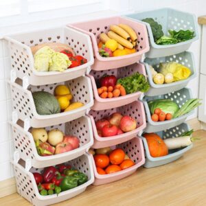 CROWN Plastic Stackable Storage Bins (3 PCS) | Stackable Bins For Organizing Food, Kitchen, and Bathroom Essentials