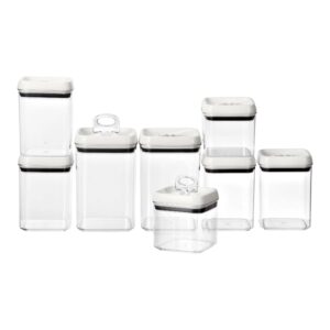 nulwusk canister pack of 8 - flip tite food storage container set kitchen pantry organization canisters airtight food storage container set