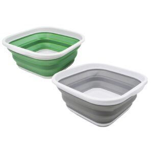 sammart 5.5l (1.4 gallons) set of 2 collapsible tub - foldable dish tub - portable washing basin - space saving plastic washtub