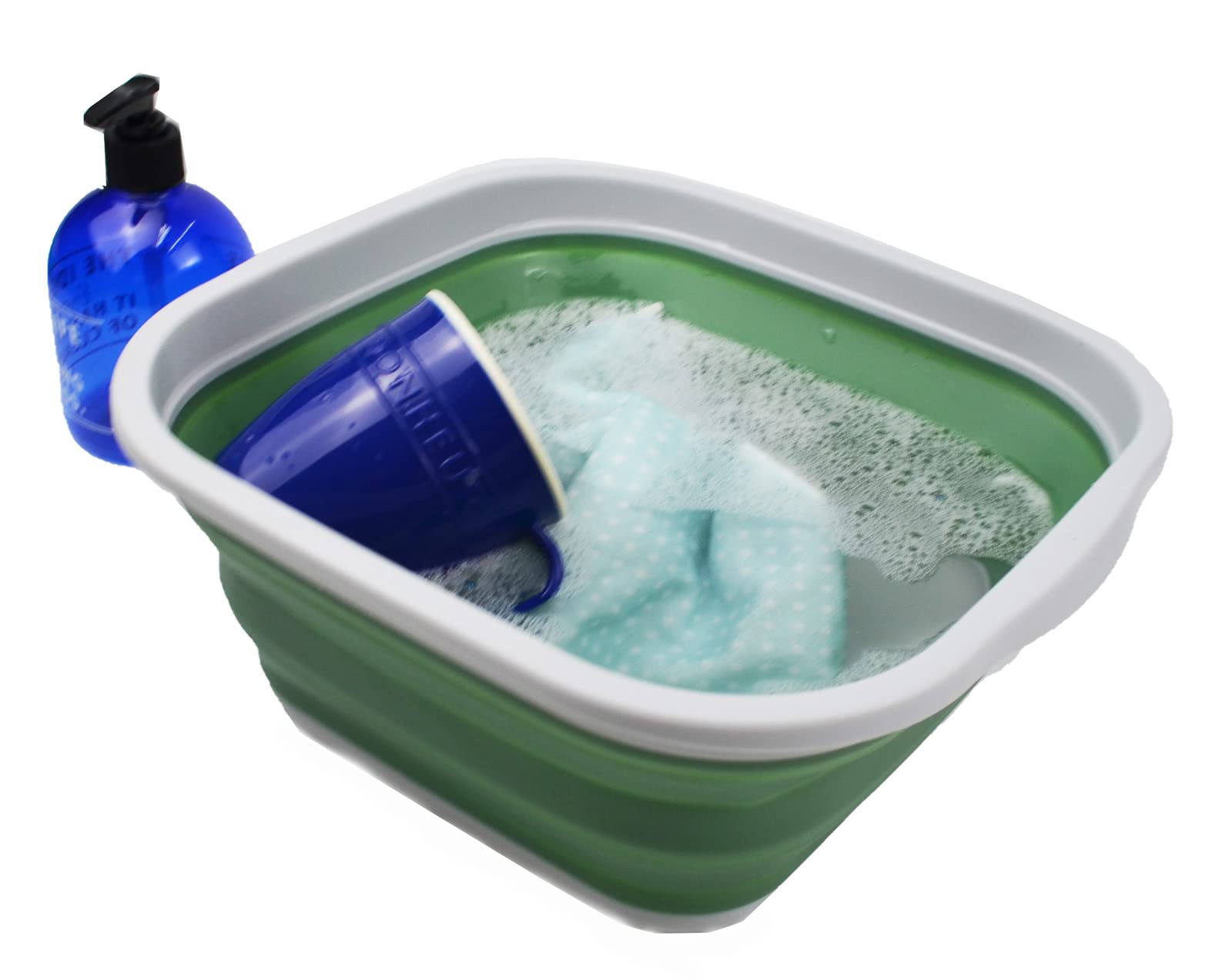 SAMMART 5.5L (1.4 Gallons) Set of 2 Collapsible Tub - Foldable Dish Tub - Portable Washing Basin - Space Saving Plastic Washtub