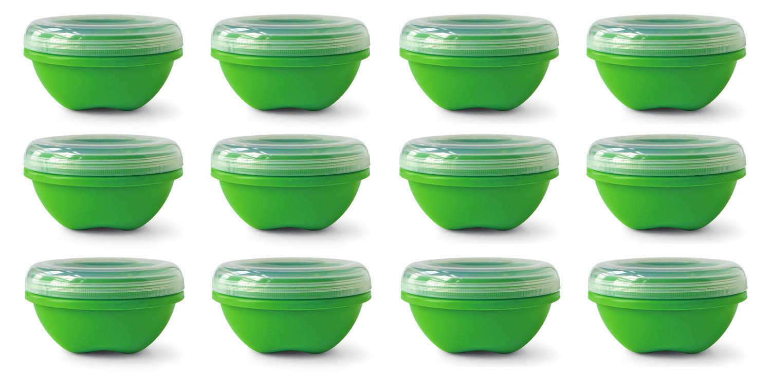 Preserve Reusable BPA Free 19 ounce Small Food Storage Container with Screw Top Lid, Bulk Set of 12, Apple Green