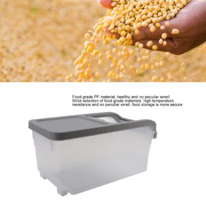 CHICIRIS Rice Storage Container, 22 pounds Transparent Rice Bin Cereal Dispenser Airtight Grain Holder with Measuring Cup and Wheels for Organization, 15.2 x 7.2 x 8.3 (Grey)