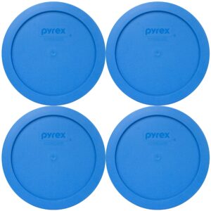 pyrex 7201-pc marine blue round plastic food storage replacement lid, made in usa - 4 pack