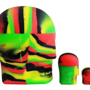 HerbHuggers Silicone Skull Containers 3-Piece Set Black Rasta