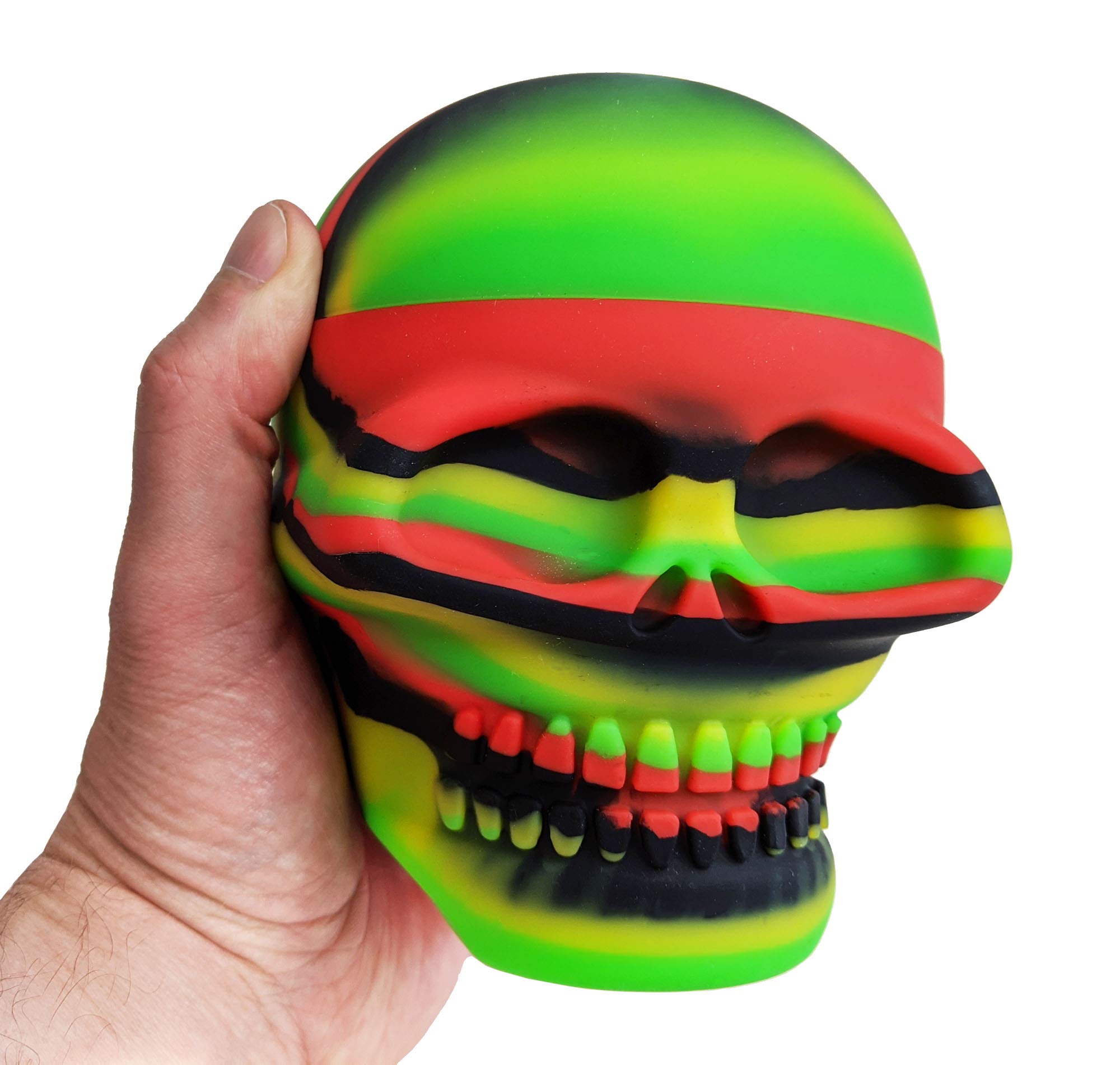 HerbHuggers Silicone Skull Containers 3-Piece Set Black Rasta