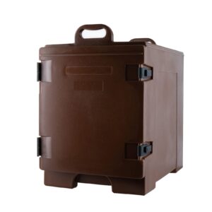 luston front-loading insulated food pan carrier, 81 quart capacity, brown,5 full-size pan,food-grade lldpe material, portable food warmer transporter