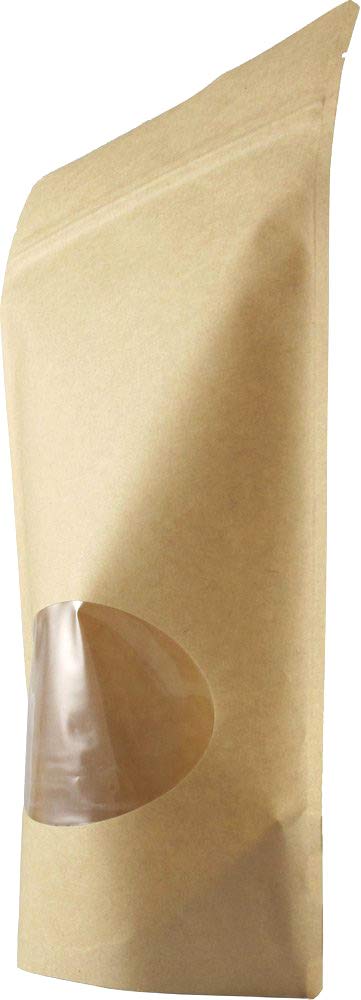 USPak Natural Kraft Stand up Pouches with Window and Zip Lock Food Storage Bag, 5.125"x 8.125", Pack of 100 (S, 100-Pack)