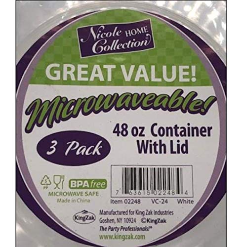 Premium Deep Round White Containers - 9" (Pack of 6) - Stackable & Leak-Proof Design | Perfect for Meal Prep, Storage & Reusable Home Organization