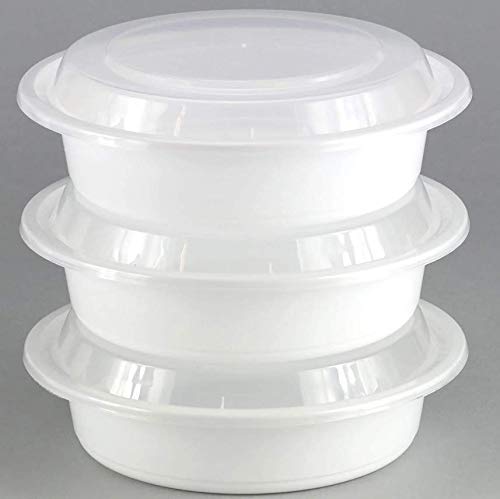 Premium Deep Round White Containers - 9" (Pack of 6) - Stackable & Leak-Proof Design | Perfect for Meal Prep, Storage & Reusable Home Organization