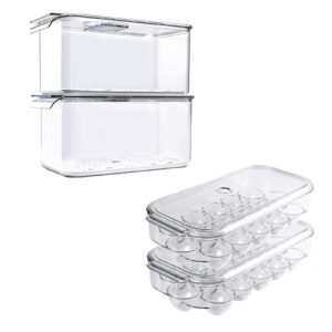 sanno sanno produce saver refrigerator organizer bins with lids refrigerator egg holder tray stackable covered egg tray holder