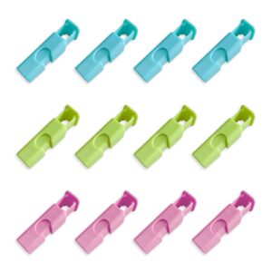 12pcs squeeze bread bag clips, food bag cinch clips, good grips collection bag clip reusable for bagel, nuts, rice, beans, dried fruit, frozen food sealing (blue, green, pink)