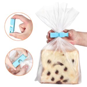 12Pcs Squeeze Bread Bag Clips, Food Bag Cinch Clips, Good Grips Collection Bag Clip Reusable for Bagel, Nuts, Rice, Beans, Dried Fruit, Frozen Food Sealing (Blue, Green, Pink)