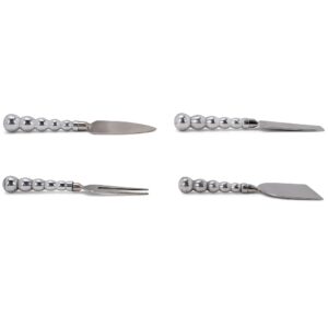 IHI EST. 1986 India Handicrafts Beaded Silver Tone 6 inch Metal Cheese Knives Set of 4
