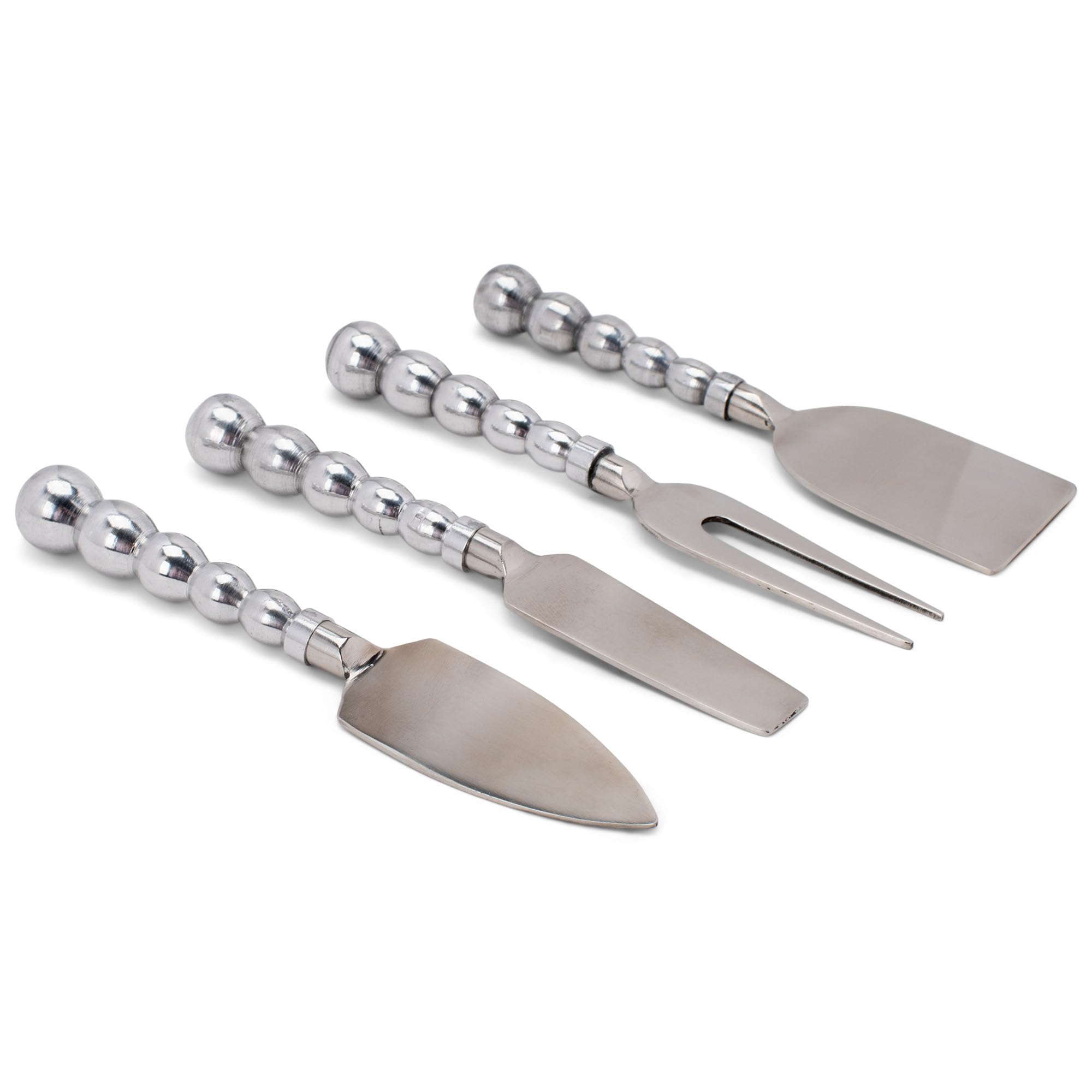 IHI EST. 1986 India Handicrafts Beaded Silver Tone 6 inch Metal Cheese Knives Set of 4
