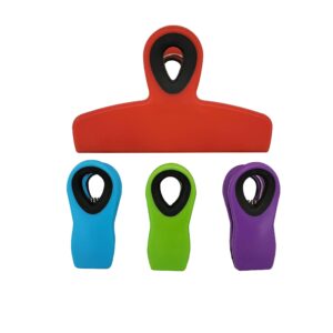 kolorae soft grip bag clips - multi-colored chip bag clips, kitchen clips, magnetic chip clips for bags, food bag clips with airtight seal - available in a set of 4 or 12 bag clips! (12)