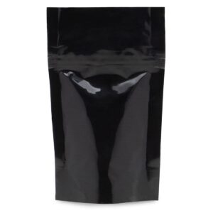 100 pack 1/8 oz black child resistant 3.75"x6"x2" stand up pouch smell proof bags