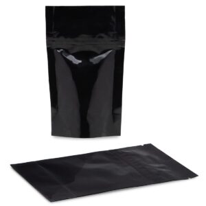 100 Pack 1/8 oz Black Child Resistant 3.75"x6"x2" Stand Up Pouch Smell Proof Bags