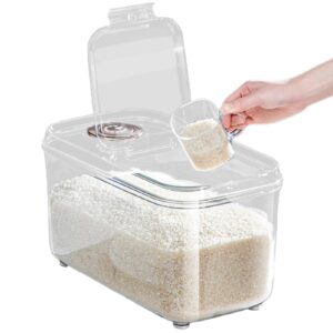rice storage container,food storage containers with lids airtight | square rice bucket cereal can, pantry storage container with lid for rice, grain, cereal, beans, pet food, clear asaim