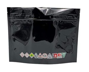 child resistant exit bags with state compliance symbols, black grip & pull, re-closeable, astm-d3475 compliant in all states (12x9bgnp-100)