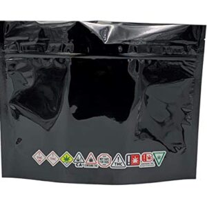 Child Resistant Exit Bags with State Compliance Symbols, Black Grip & Pull, Re-closeable, ASTM-D3475 Compliant in All States (12x9BGNP-100)