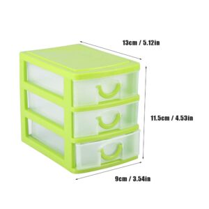 2 Layers Drawer Plastic Storage Dresser, Storage Box Container Case for Store Kitchen Bedroom Living Room(3 layers of green)