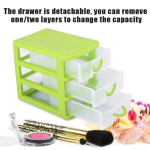 2 Layers Drawer Plastic Storage Dresser, Storage Box Container Case for Store Kitchen Bedroom Living Room(3 layers of green)