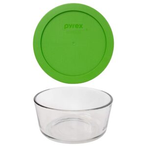 pyrex (1 7201 4 cup glass dish & (1) 7201-pc 4 cup lawn green lid made in the usa
