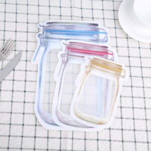 Fdit 10 Pieces Mason Jar Pattern Food Saver Storage Bags Set Airtight Reusable Bottle Modeling Zippers Food Container Kitchen Organizer 's Snacks Fresh Bags