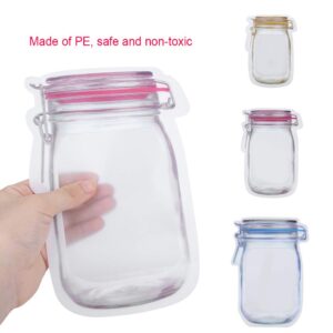 Fdit 10 Pieces Mason Jar Pattern Food Saver Storage Bags Set Airtight Reusable Bottle Modeling Zippers Food Container Kitchen Organizer 's Snacks Fresh Bags