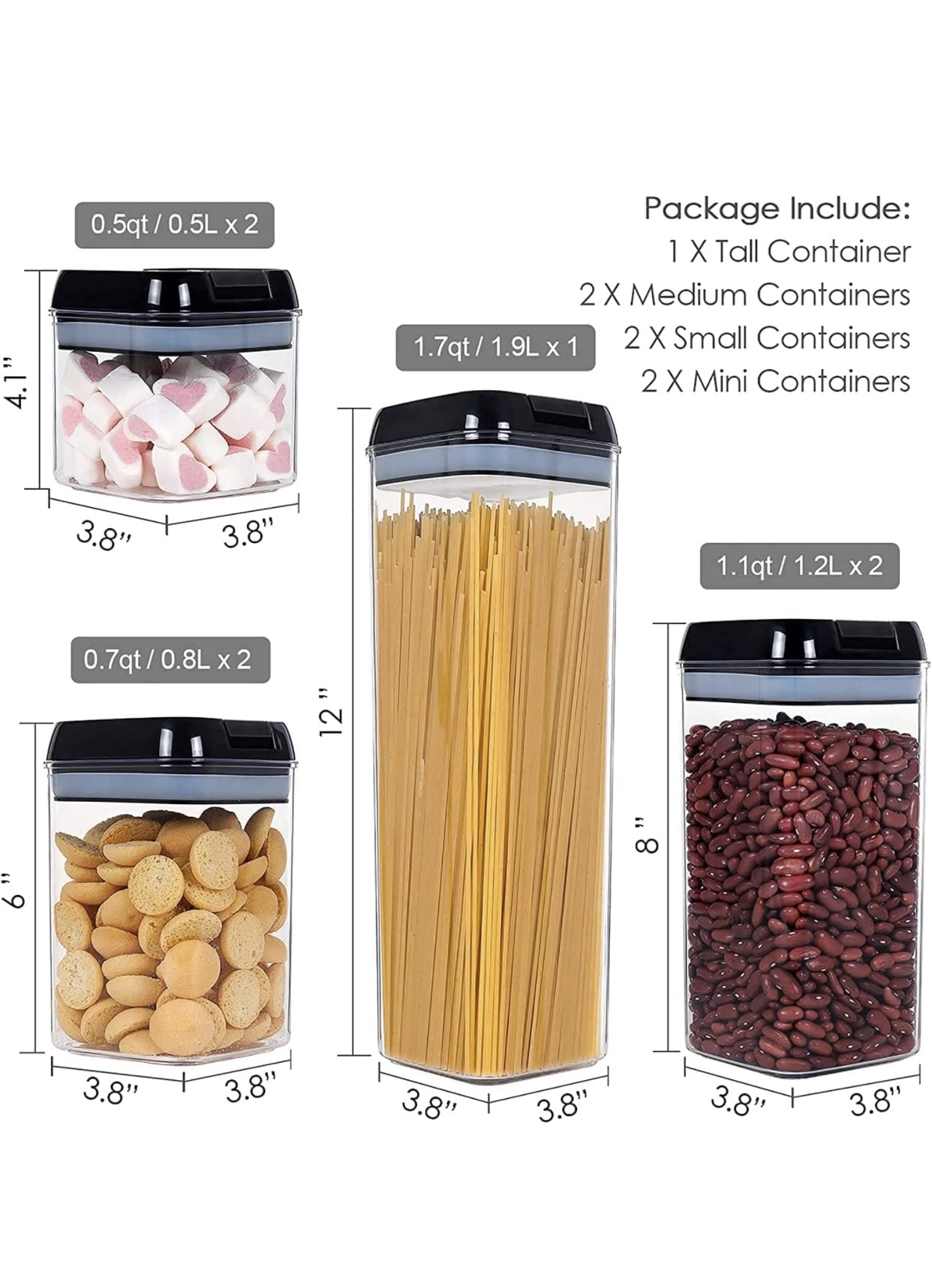 AIRTIGHT CONTAINER SETS FOR FOOD STORAGE 7 PIECE SET