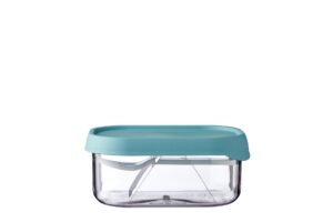 mepal, take a break fruit box with lid and fork included, ideal container for food storage, portable, bpa free, nordic green, holds 250ml|8.5 oz, 1 count
