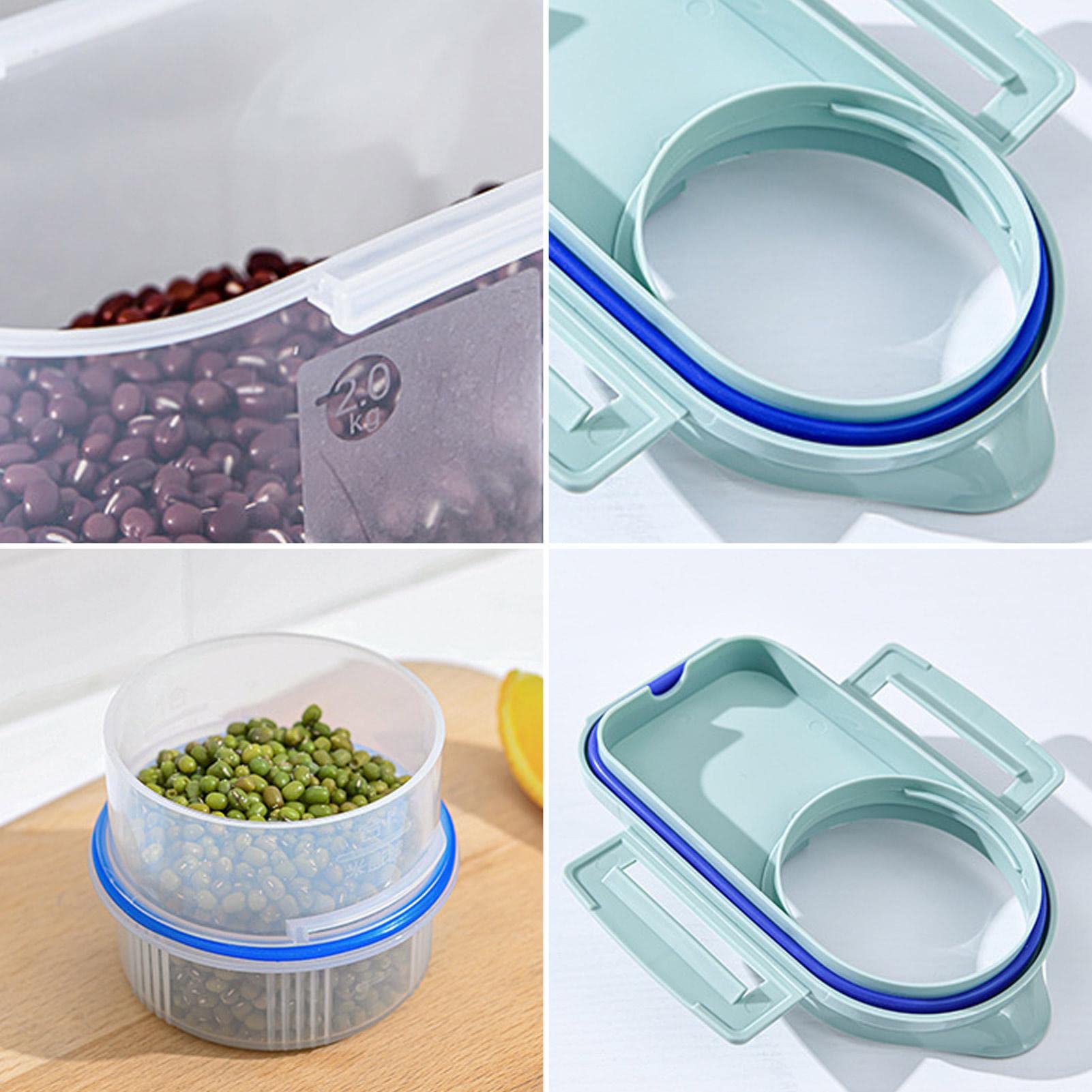 Fulenyi Rice Bin Rice Container, Airtight Cereal Container Rice Barrel Dry Grain Dispenser Thicken Rice Cylinder Clear Food Storage Box with Airtight Design Pour Spout