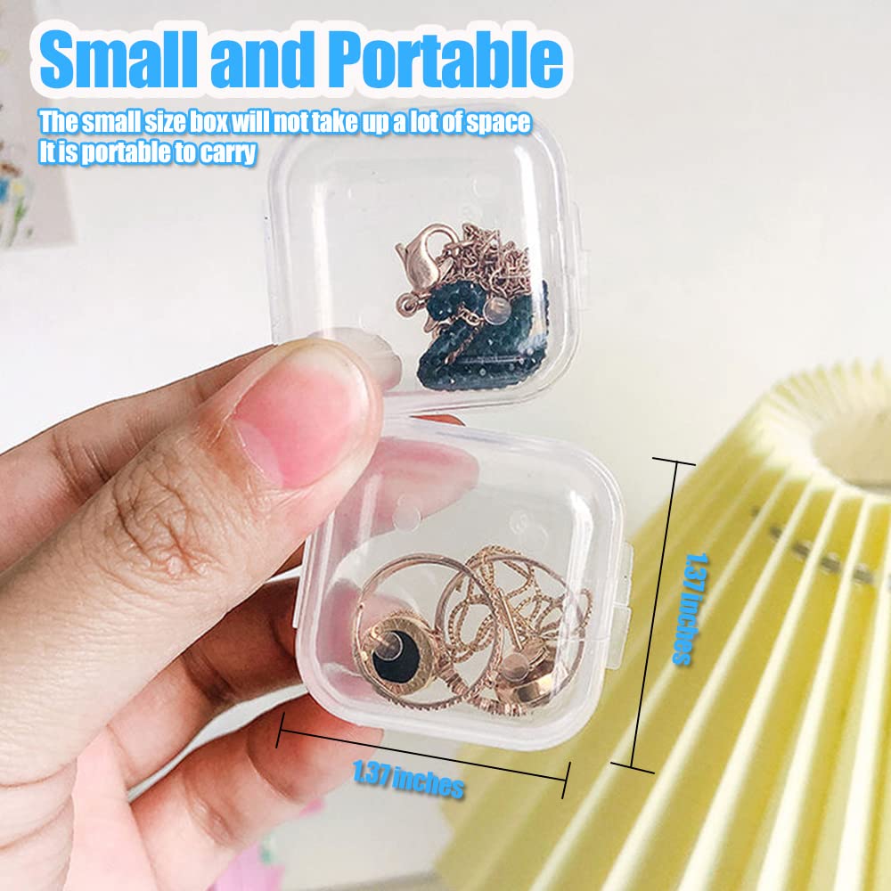 YIMIKE Mini Clear Jewelry Box,16Pcs Small Plastic Storage Transparent Boxes Containers,Portable Travel Packaging for Item Craft,Beads,Pills,Earplug,Ear Studs,Necklaces,Rings,Earring,Card