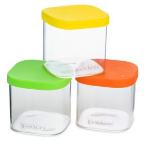 yumbox chop chop glass meal prep food storage cubes - 1.5 cups volume each cube - vibrant silicone lids