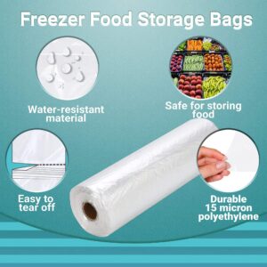 APQ Plastic Produce Bags Roll of 250 pcs, 14" x 20" Clear Plastic Bags for Food Storing and Transporting, 15 Micron Thick Food Bags Plastic from -50 to +220 degrees F, Waterproof Plastic Produce Bag