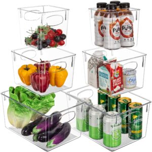 sorbus clear plastic storage bins - fridge organization and storage solution, acrylic kitchen cabinet and pantry organizer, fridge organizer bins in 3 sizes (6 pack: 2 small, 2 medium, 2 large)