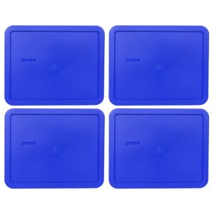 pyrex 7212-pc 11 cup cadet blue rectangle plastic food storage lids - 4 pack made in the usa