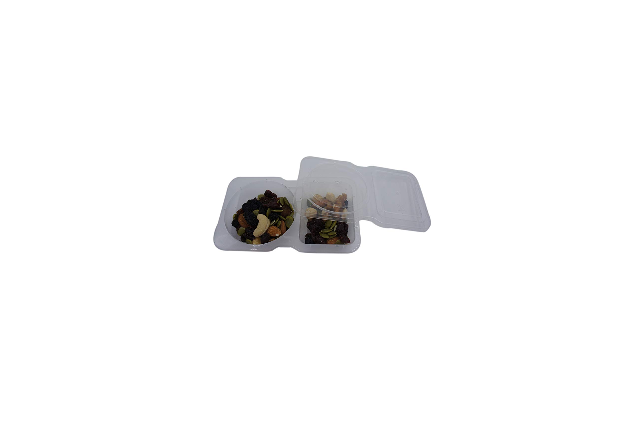 Disposable Two-Compartment Salad Dressing and Condiment Containers with Lid, (pack of 25,3oz), Perfect for to-go Sauce, Sampling, Travel Snack