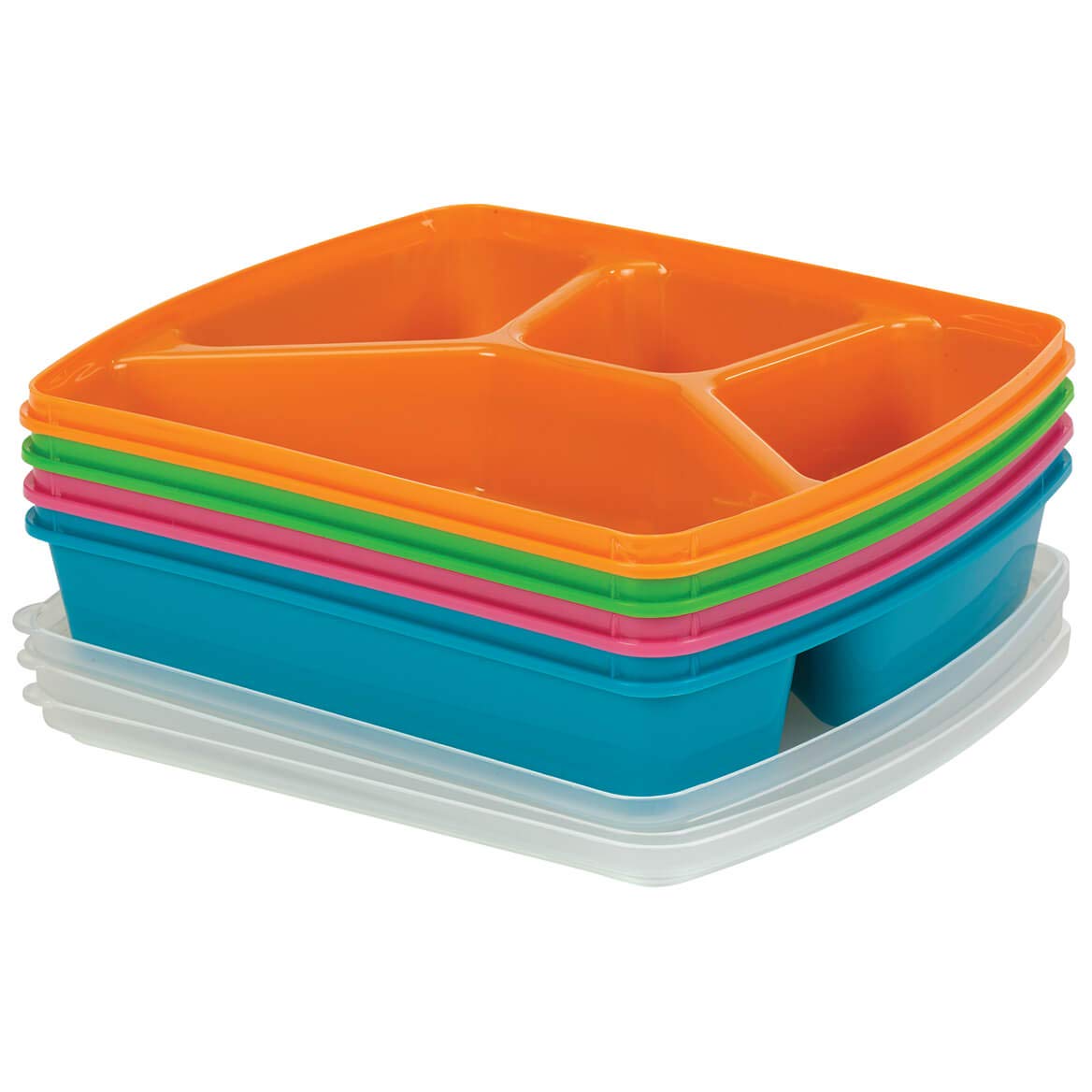 Fox Valley Traders Four Section Microwave Trays with Lid, Set of 4