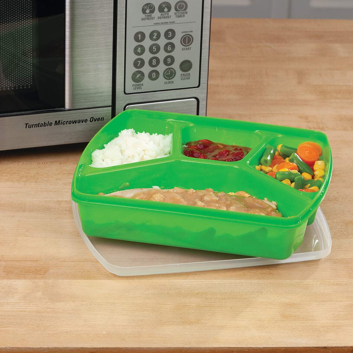 Fox Valley Traders Four Section Microwave Trays with Lid, Set of 4