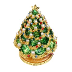 vosarea christmas tree ring holder christmas tree figurine 1pc christmas tree jewelry box miss crafts accessories tin alloy tabletop christmas tree christmas tree table decor