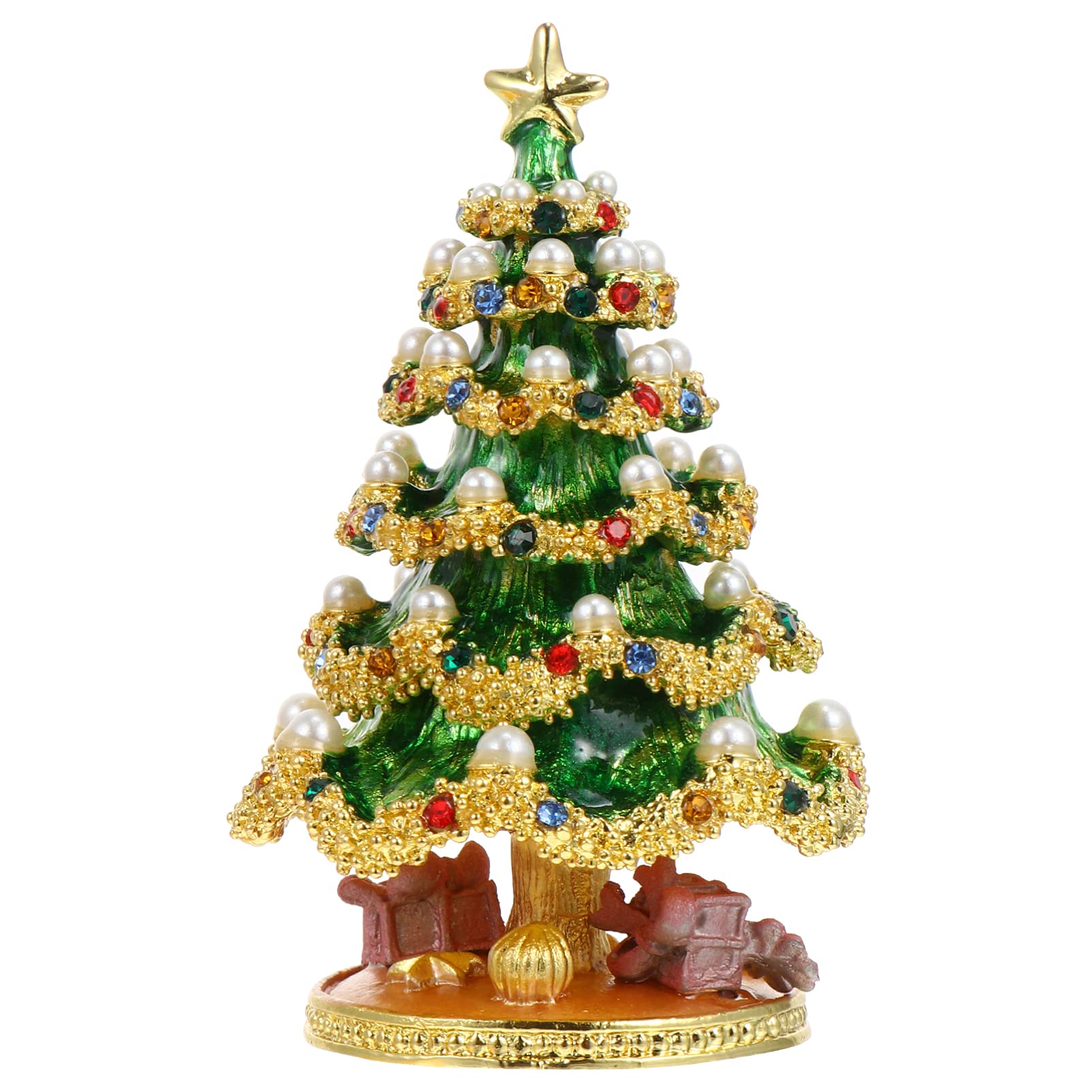 VOSAREA Christmas Tree Ring Holder Christmas Tree Figurine 1pc Christmas Tree Jewelry Box Miss Crafts Accessories Tin Alloy Tabletop Christmas Tree Christmas Tree Table Decor