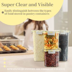 Sekonow Airtight Food Storage Containers with Innovative Lids, 6Pcs 0.75L-6.5L Large Clear Plastic Kitchen Storage Containers for Pantry Organization and Storage, Cereal, Flour and Sugar Containers