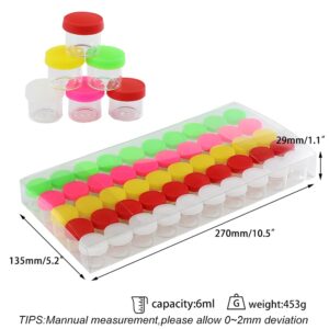 YHSWE 50pcs 6ml Round Glass Clear Storage Jar Small Reusable Container with Airtight Multi Color Silicone Lid (Circular-1)