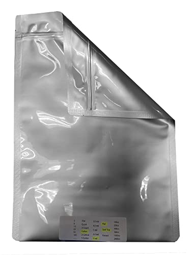 PackFreshUSA: 7 Mil - Gallon Premium Century Seal-Top Mylar Bags (10" x 14”) - Rounded Corners - Heat Sealable - Long-Term Food Storage (100)