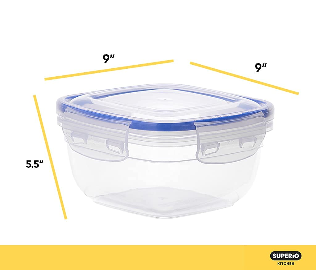 Large Plastic Food Storage Container with airtight Lid for Pantry, Fridge- 10 Cup, 80 Oz- BPA Free, Leakproof Sealed Container- Microwave, Dishwasher and Freezer Safe (2.5 Quart)