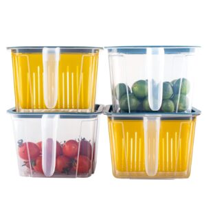 star ayze berry keeper containers with removable drain basket - pack of 4 fruit and vegetable produce saver container for refrigerator organizer bin