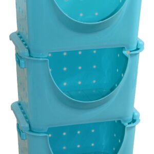 Basicwise Stackable Plastic Storage Container Stacking Bins, Blue