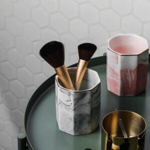 123Arts Ceramic Marble Pen Holder Makeup Brush Storage Container Home Storage Container